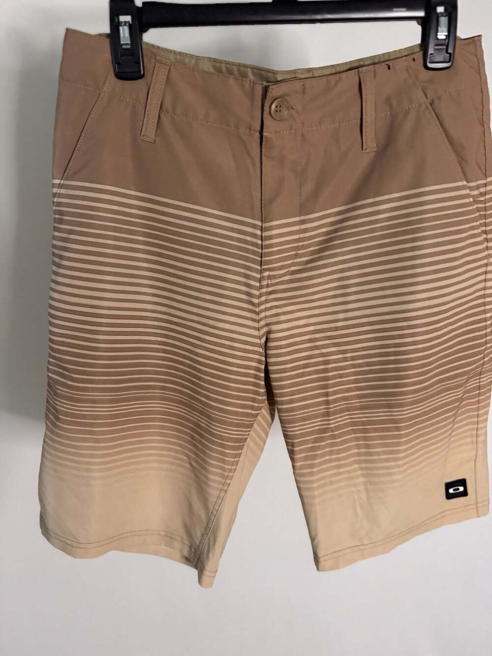 Oakley Men's Tan Striped Gradient Hybrid Board Shorts Size 30